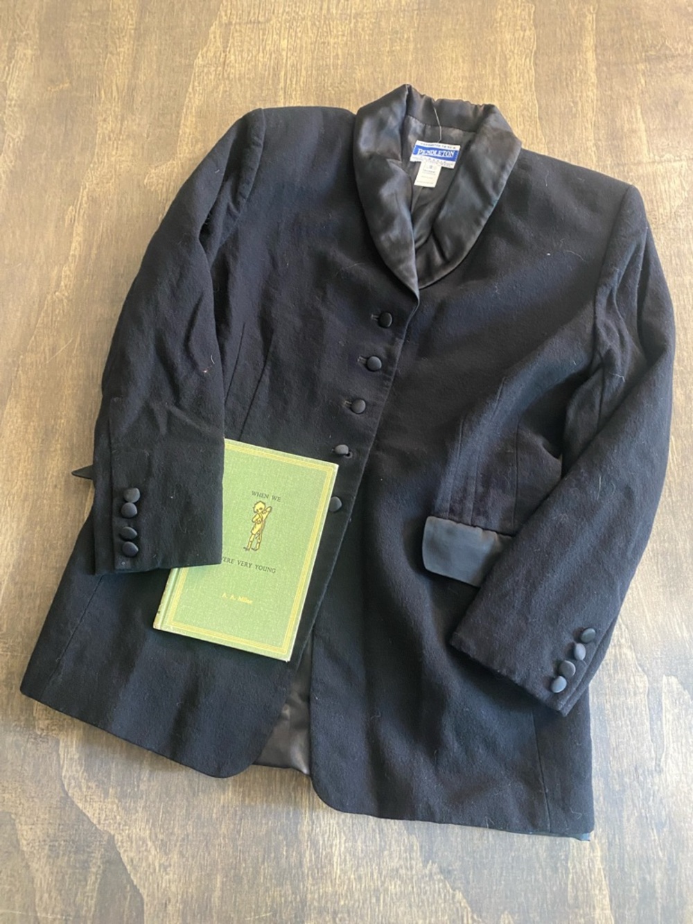 Pendleton Black Wool Satin-Collar Blazer Jacket